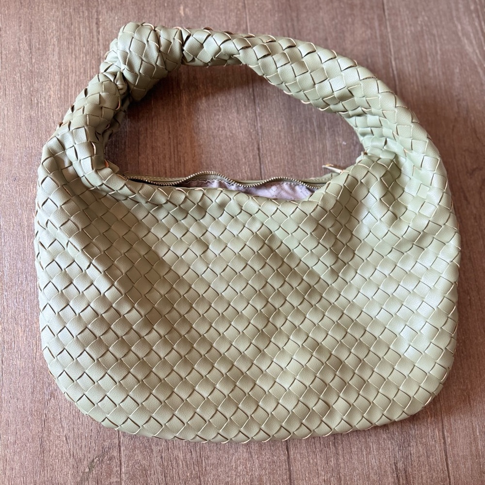 Beautiful light green leather handbag